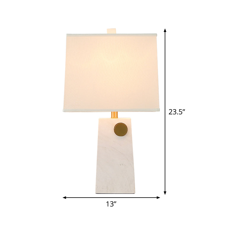Modern White Pagoda Reading Light With Fabric Shade - 1 Bulb Task Lighting