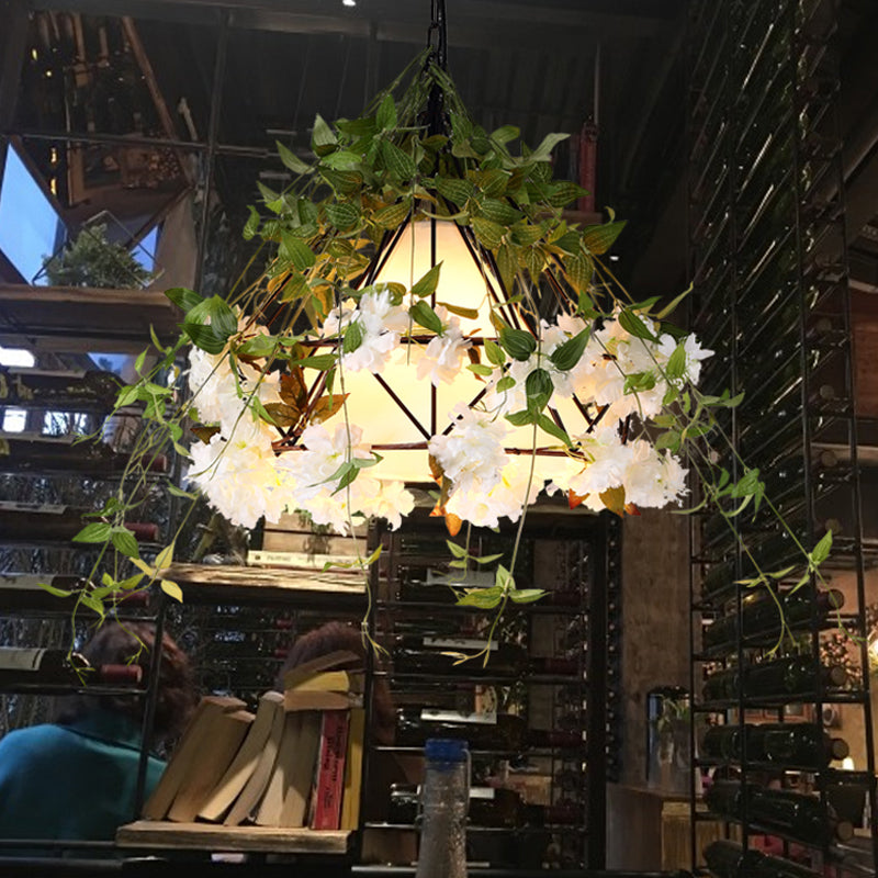 Industrial Diamond Metal Pendant Light In Black - Led Downlight For Restaurants 16/19.5/23.5 W / 16