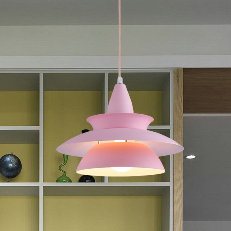 Stylish Aluminum Macaron Hanging Light Fixture 1 Head Adjustable Ceiling Lighting For Living Room -