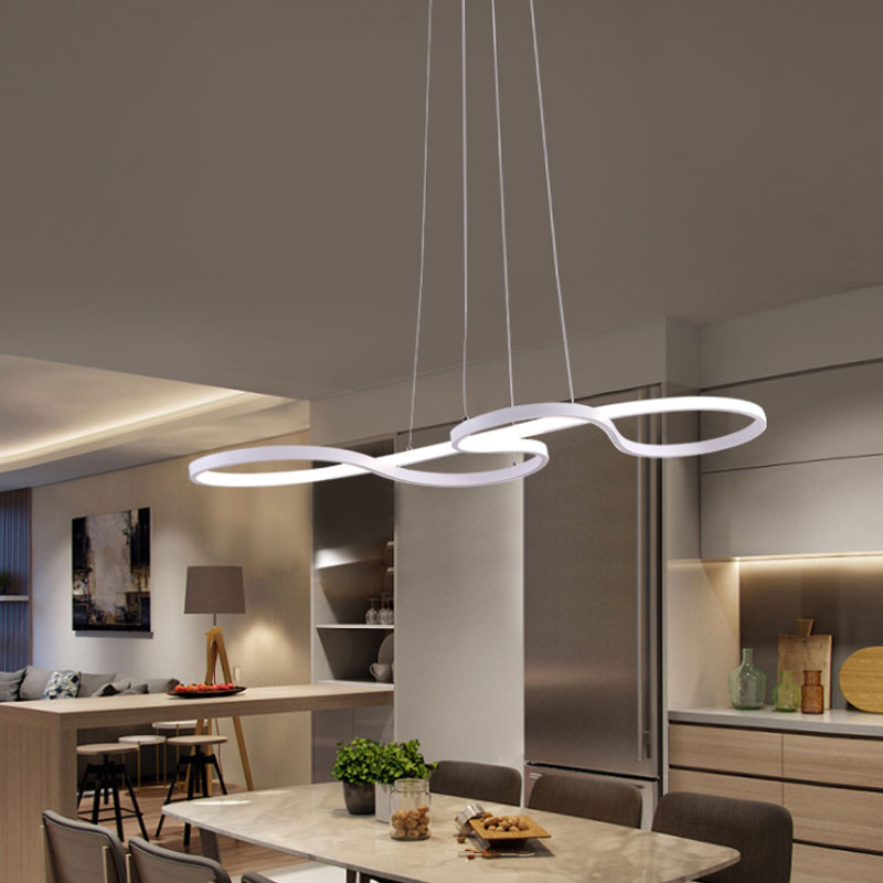 Minimalist LED Twisting Acrylic Pendant Light - 24"/29.5"/37.5" Wide - Black/White - Warm/White Light