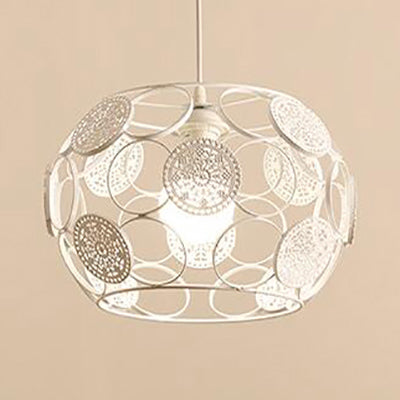 Modern Black And White Drum Ceiling Pendant Lamp Single Light Metal Fixture For Living Room Hanging