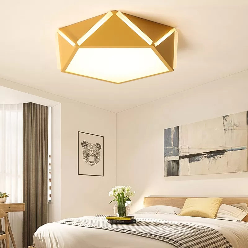 Diamond Acrylic LED Ceiling Lamp - Cafe Pentagon Macaron Style
