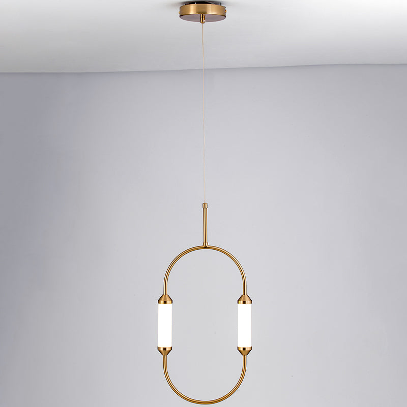 Modern Metallic Led Pendant Lamp In Gold With Oval Ring Design - Available 3 Sizes White/Warm Light