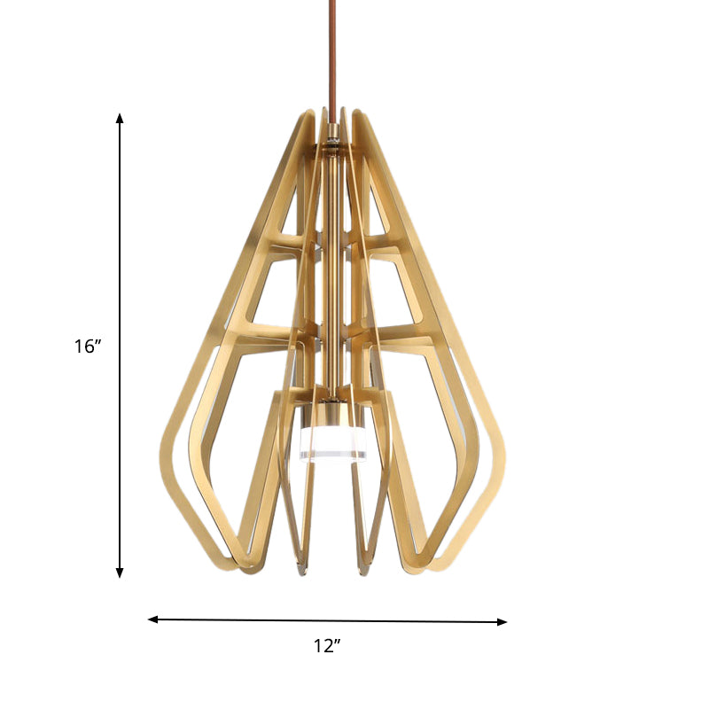 Gold Diamond Led Pendant Light: Postmodern Suspension Lamp With Metal Frame