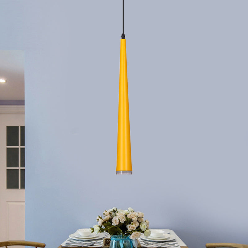 Mini Hanging Pendant Macaron Metal Light Fixture - 1 Bulb Grey/White/Red Ideal For Tables Yellow