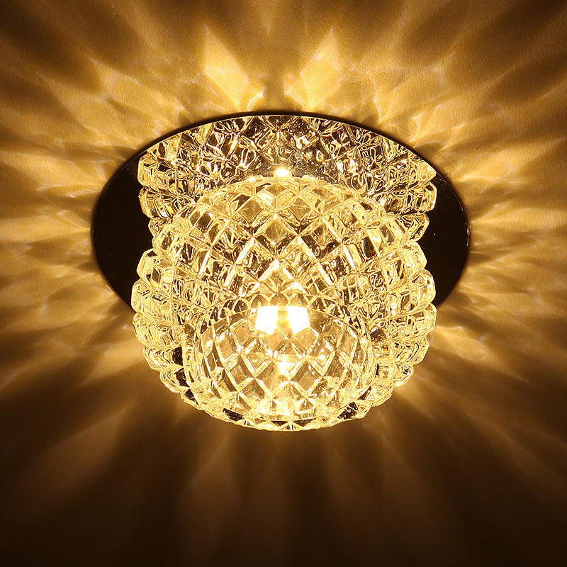 Modern Chrome Led Crystal Flushmount Light Fixture For Corridors