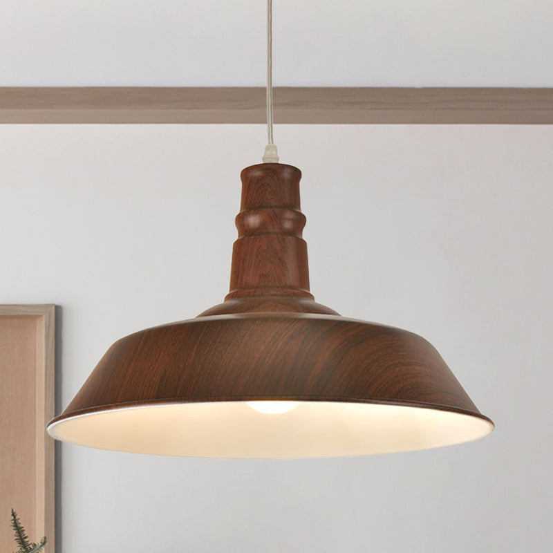 Vintage Barn Shade Hanging Lamp Kit - Aluminum Ceiling Pendant In White/Green/Red Brown Ideal For