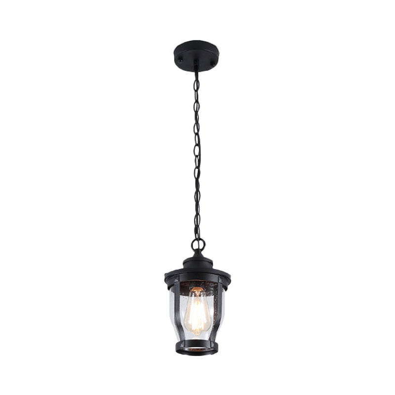 Rustic Lantern Pendant Light Kit With Clear Glass - Perfect For Balcony