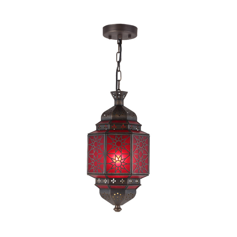 Arab Style Metal Lantern Pendant Light With Red Glass Shade For Restaurants
Note: I Have Made The