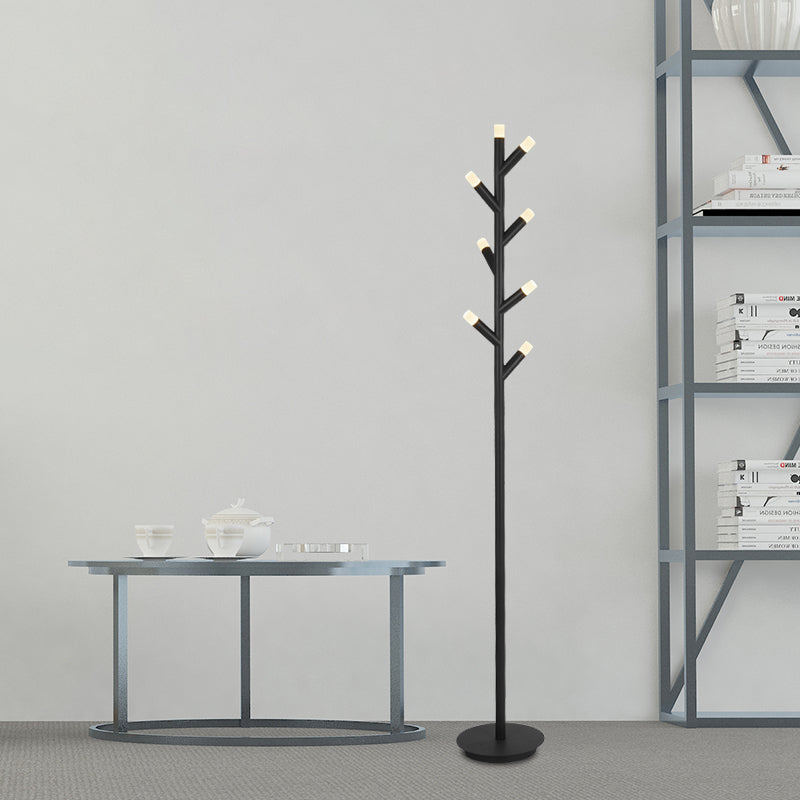 Modern Metal Tree Shape Floor Reading Lamp Black/Coffee Led Standing Light For Study Room Black