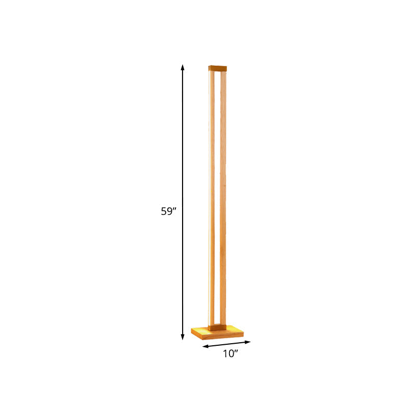 Modern Beige Wood Floor Lamp With Tubular Led For Stylish Living Room Reading Lighting