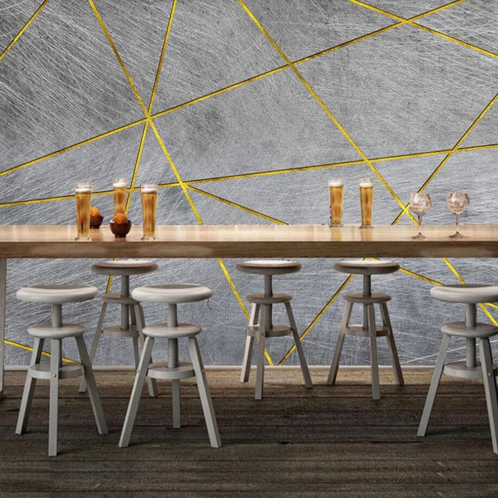 Serena's Nordic Minimalist Retro Geometric Gold Wallpaper Mural