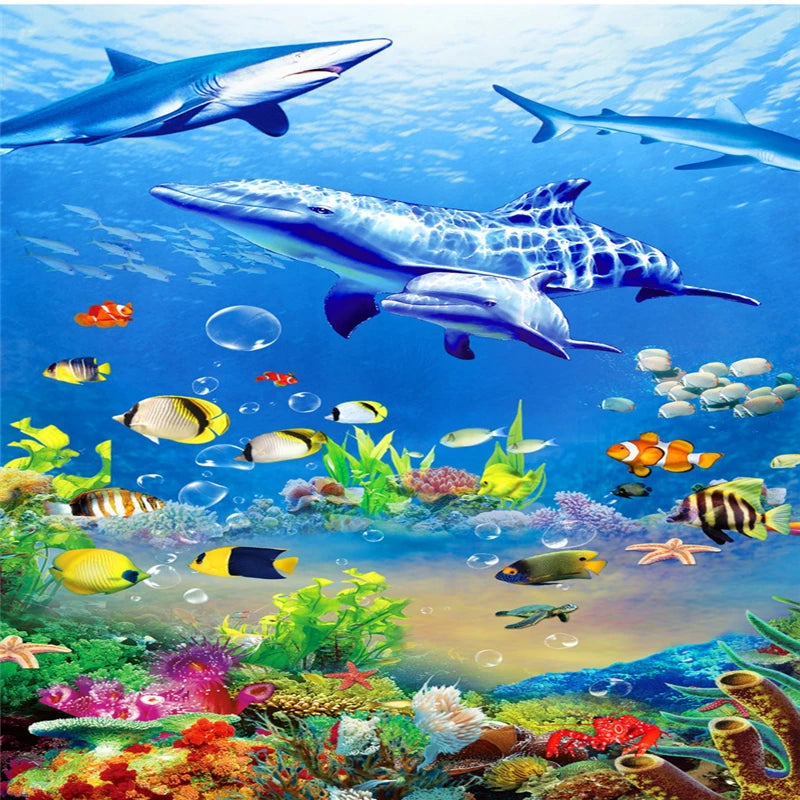 Rayna Custom 3D Ocean World Dolphin Shark Ceiling Zenith Wallpaper