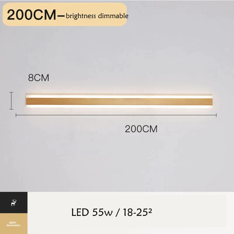 Modern IP65 Waterproof Outdoor Lights Stainless Steel Long LED Wall Lamp Gold Light Garden Porch Sconce Luminaire Exterieur