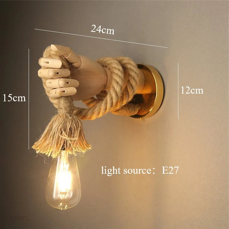 Home Deco Nordic Hemp Rope Wall Lamp