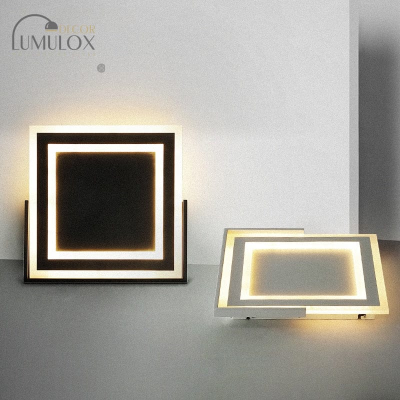 Nouveau lustre LED carré diamètre 400/520 mm finition noir/blanc lustres LED modernes pour salon chambre salle principale