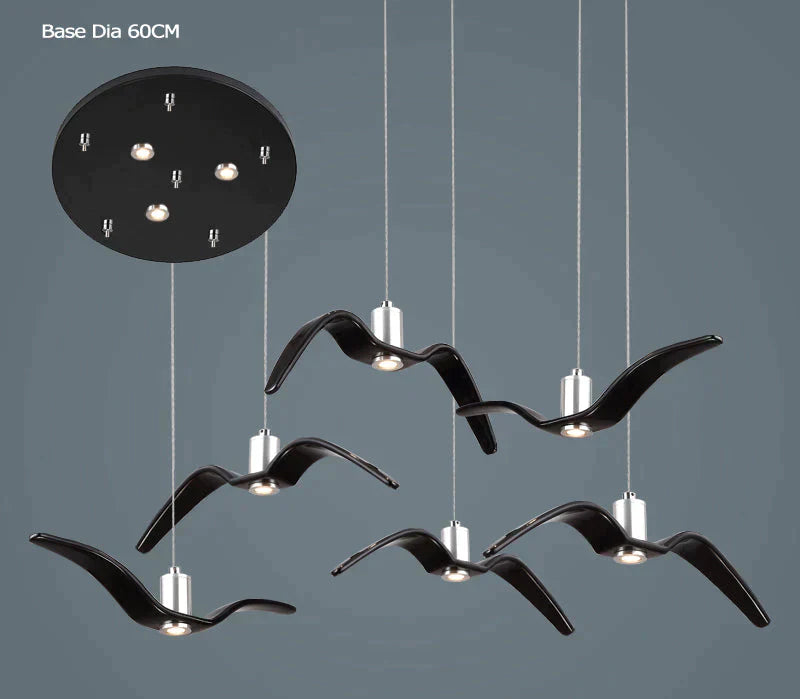 Resin Night Birds Silhouette Sky Freedom Seagull Pendant Light