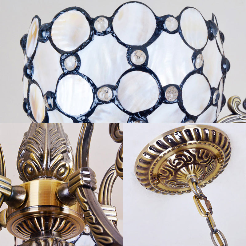 Lustre en verre teinté blanc de style Tiffany - Suspension à 3 lumières pour salon