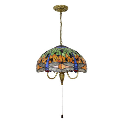 Victorian Dragonfly Antique Brass Pendant Light Kit - Elegant 1-Head Down Lighting for Dining Room