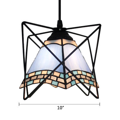 Stylish Mediterranean Pendant Light with Stainless Glass, White Finish