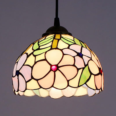 Plafonnier en vitrail victorien - Violet-rose, luminaire suspendu pour chambre à coucher