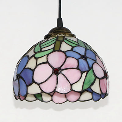 Plafonnier en vitrail victorien - Violet-rose, luminaire suspendu pour chambre à coucher