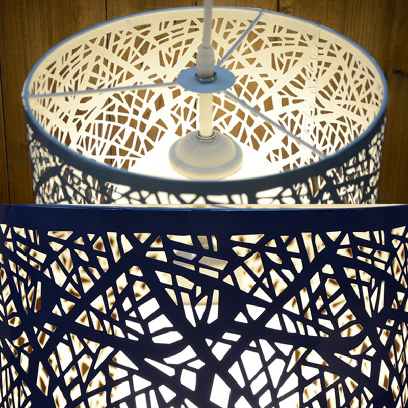 Industrial Metal Pendant Light with Inner White Shade in Black