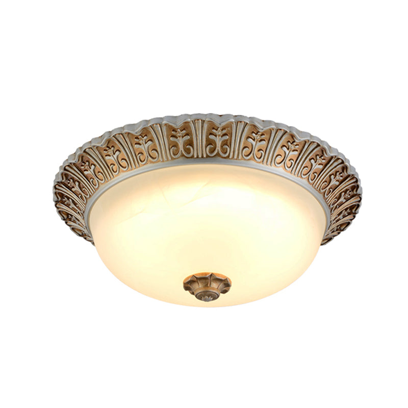 LED Opal Glass Flush Mount Ceiling Light in Khaki Tone, Sizes 10.5" & 12.5" - Traditional Design Ideal for Living Room
