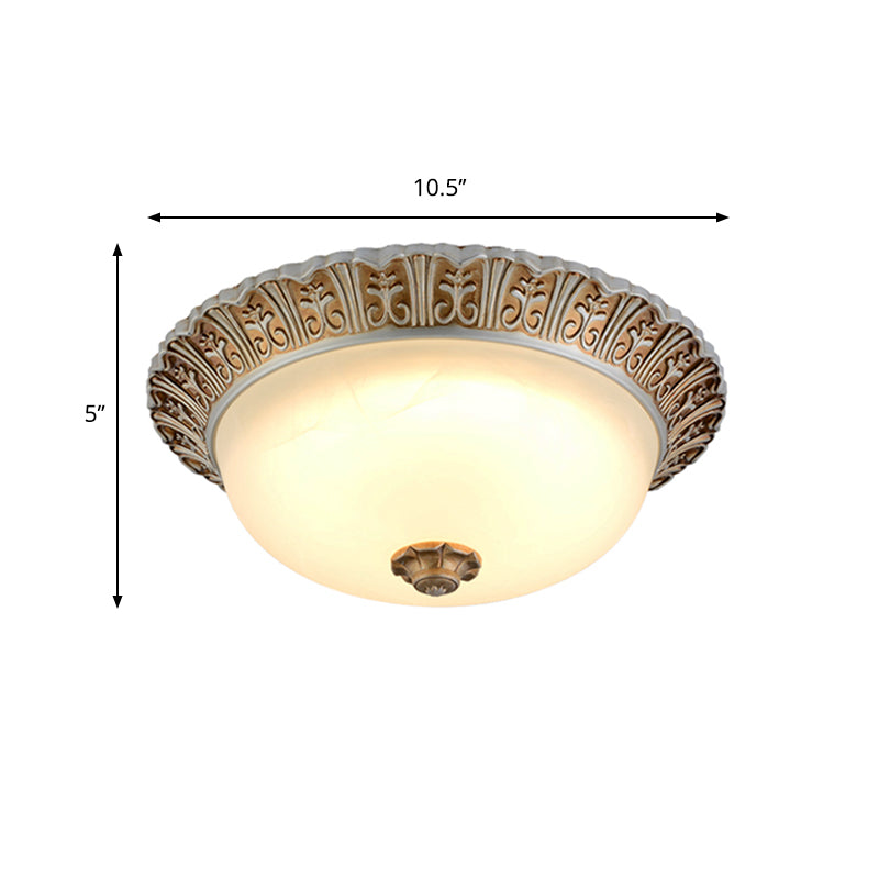 LED Opal Glass Flush Mount Ceiling Light in Khaki Tone, Sizes 10.5" & 12.5" - Traditional Design Ideal for Living Room