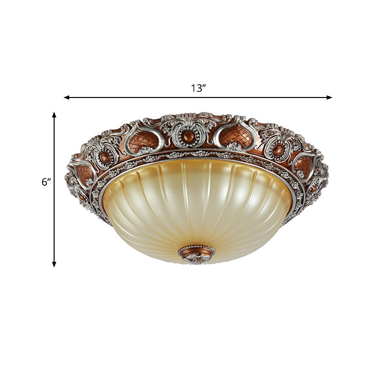 Classic Brown Pleated Flush Mount Ceiling Fixture, 2/3 Light, 13"/17"/19.5" Wide