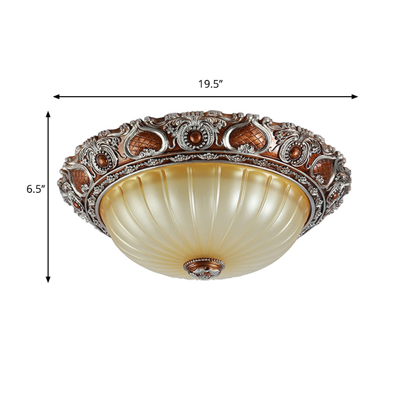 Classic Brown Pleated Flush Mount Ceiling Fixture, 2/3 Light, 13"/17"/19.5" Wide