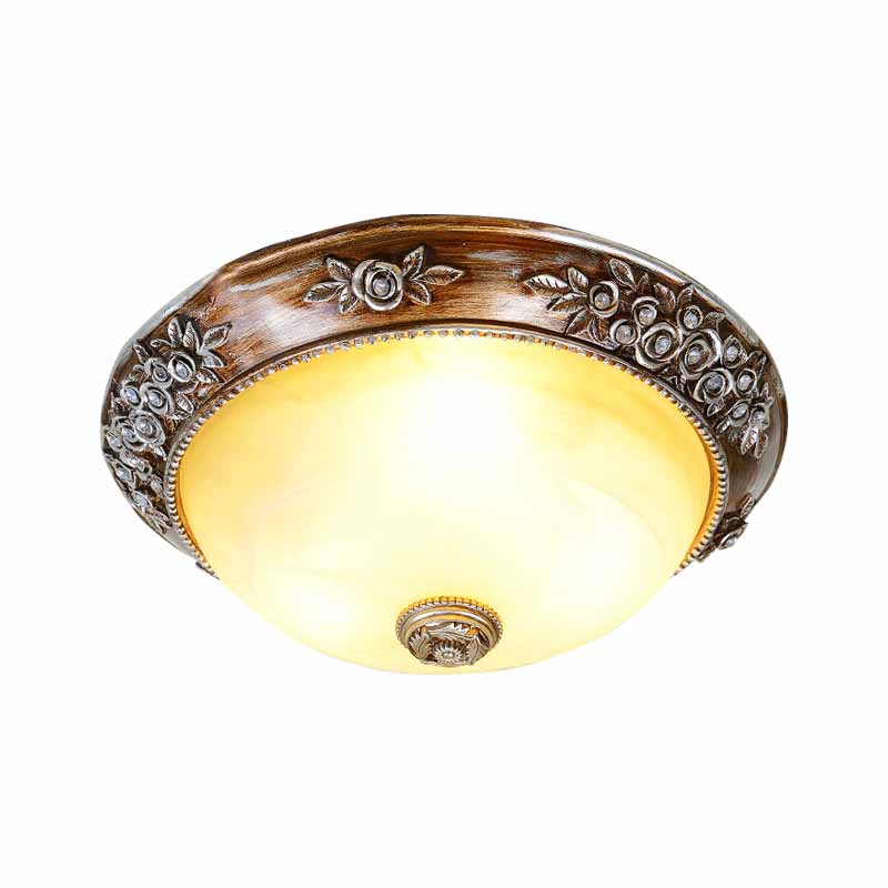 Modern Semi-Globe Flush Mount Lamp - Resin Ceiling Fixture in Sepia for Balcony - Available in 12"/16"/19.5" W - 2/3 Bulbs