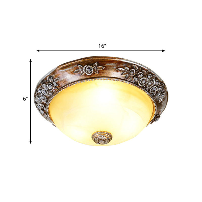 Modern Semi-Globe Flush Mount Lamp - Resin Ceiling Fixture in Sepia for Balcony - Available in 12"/16"/19.5" W - 2/3 Bulbs