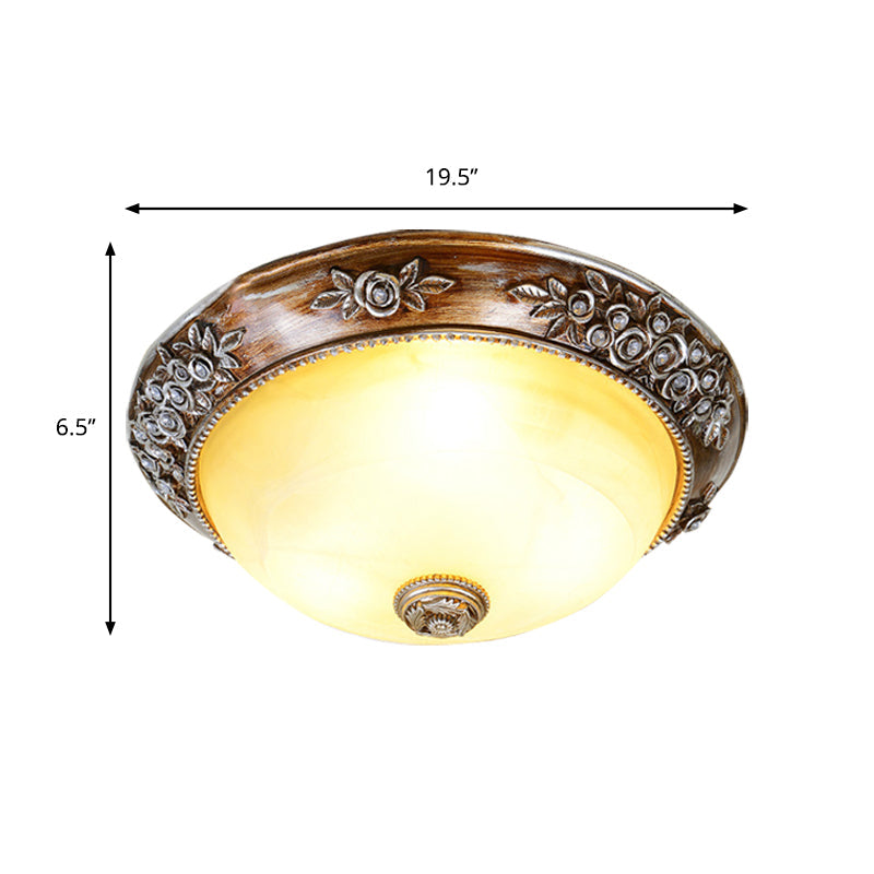 Modern Semi-Globe Flush Mount Lamp - Resin Ceiling Fixture in Sepia for Balcony - Available in 12"/16"/19.5" W - 2/3 Bulbs