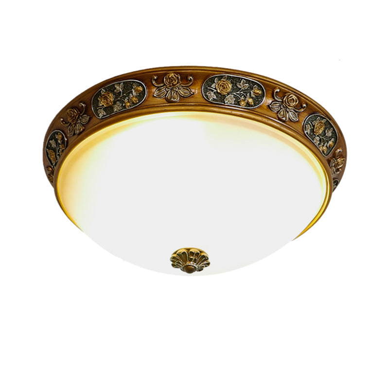 Traditional Wood Resin 3-Head Flush Mount Ceiling Light for Hallway - 12"/15"/19" Wide