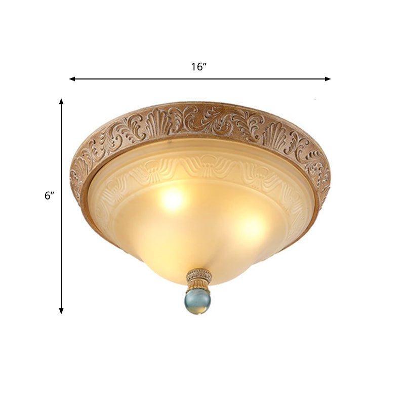 Classic Brown Conical Ceiling Light: 3-Bulb Flush Mount for Living Room