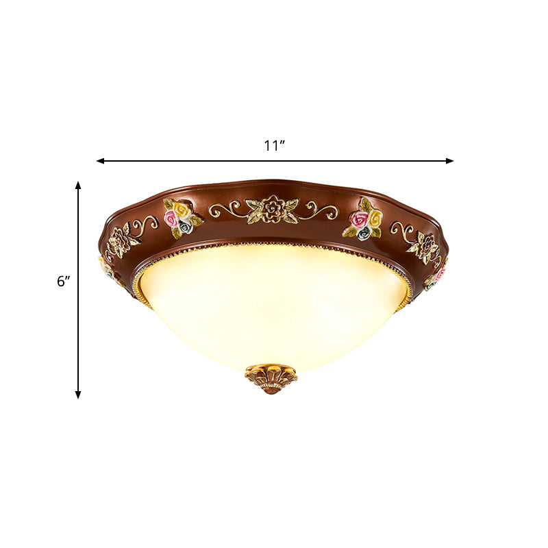 Vintage Resin Tapered Bedroom Flush Mount Ceiling Lamp - Red Brown, 3-Light, 11"/15"/19" Wide