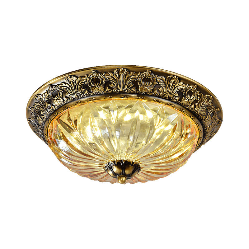 Minimalist Crystal Dome Ceiling Light Fixture - 2/3 Heads, Brass, Flush Mount Lamp - Study Room Lighting - 12"/16"/19.5" Diameter