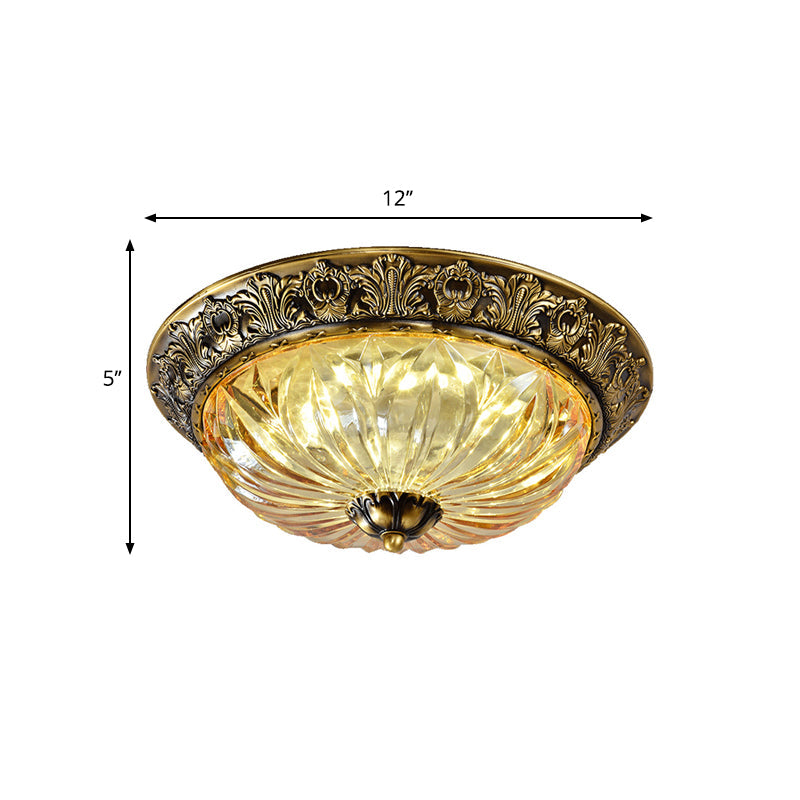 Minimalist Crystal Dome Ceiling Light Fixture - 2/3 Heads, Brass, Flush Mount Lamp - Study Room Lighting - 12"/16"/19.5" Diameter