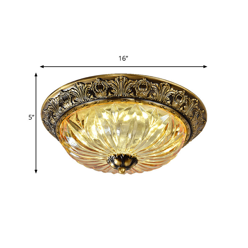 Minimalist Crystal Dome Ceiling Light Fixture - 2/3 Heads, Brass, Flush Mount Lamp - Study Room Lighting - 12"/16"/19.5" Diameter