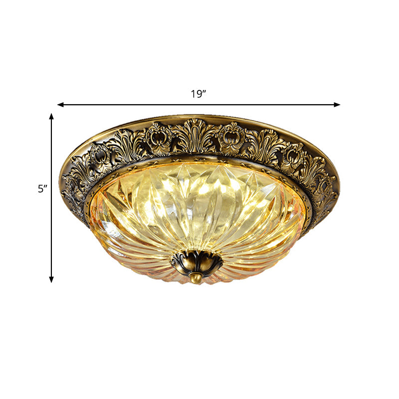 Minimalist Crystal Dome Ceiling Light Fixture - 2/3 Heads, Brass, Flush Mount Lamp - Study Room Lighting - 12"/16"/19.5" Diameter