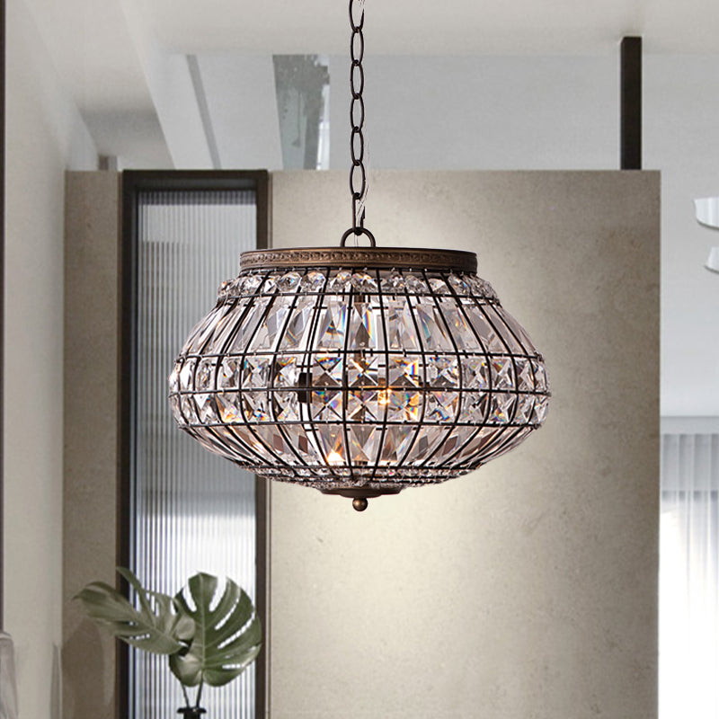 Farmhouse Bronze 2-Head Altar Chandelier with Crystal Bead Pendant
