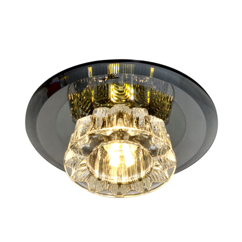 Plafonnier LED noir à encastrer avec vasque en verre à facettes - Plafonnier élégant