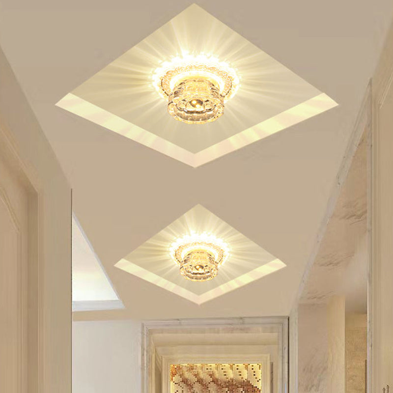 Crystal LED Flush Mount Ceiling Light: Simple Dome Recessed Lighting for Corridor