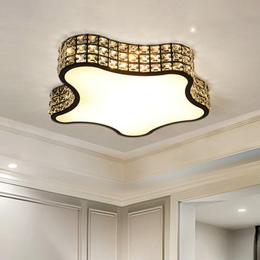 Black Minimalist Star Flush LED Crystal Ceiling Light Fixture