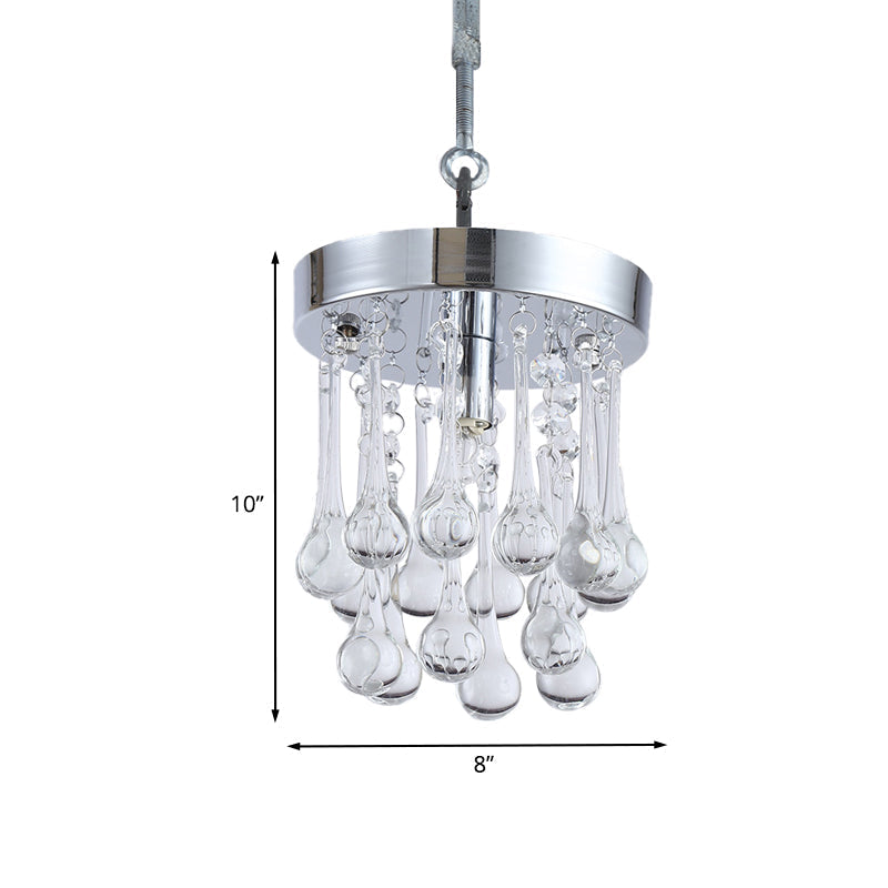 Modern Raindrop Beveled K9 Crystal Ceiling Light In Chrome - Guest Room Lighting Fixture