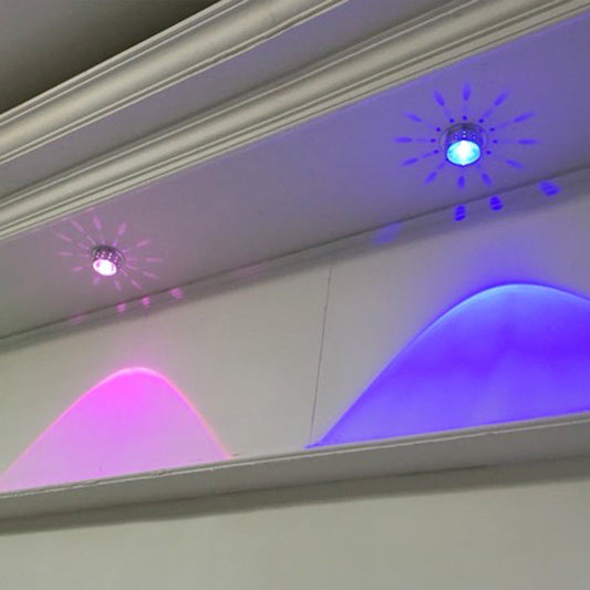 Simple Chrome Finish LED Flushmount Ceiling Light with Crystal Ball Shade - Round Metallic Flush, 7 Color Light Option
