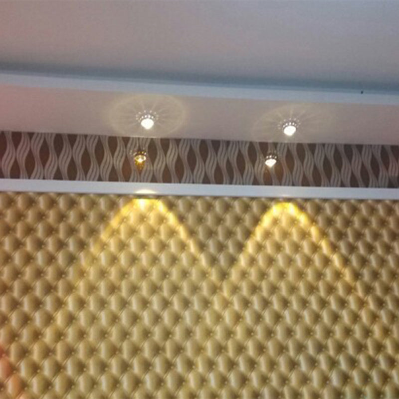 Simple Chrome Finish LED Flushmount Ceiling Light with Crystal Ball Shade - Round Metallic Flush, 7 Color Light Option