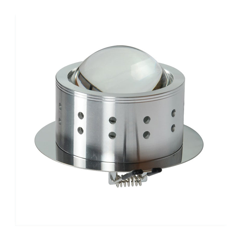 Simple Chrome Finish LED Flushmount Ceiling Light with Crystal Ball Shade - Round Metallic Flush, 7 Color Light Option