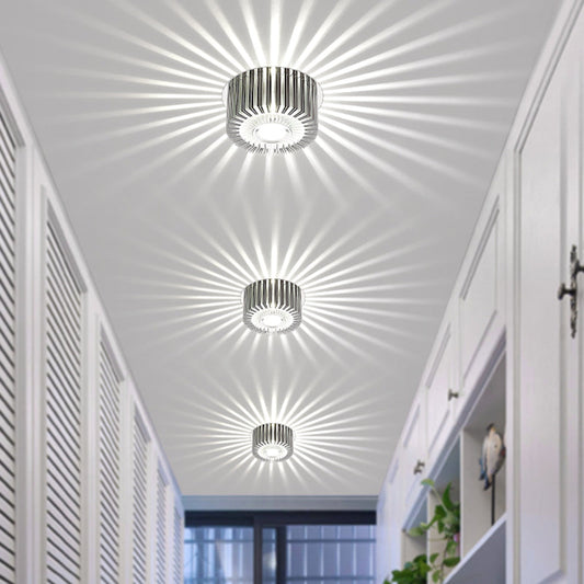 Simplicity Chrome RGB LED Ceiling Flush Mount Lamp with Round Aluminum Shade